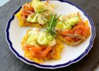 Potato Pancakes with Whipped Cream Cheese and Salted Salmon