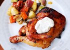 Greek Marinated Chicken with Tzatziki Sauce and Mediterranean Roasted Vegetables